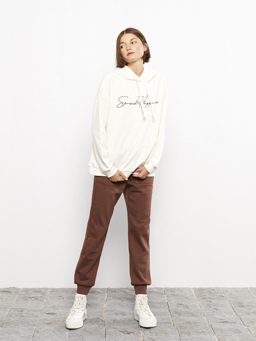 Hooded Printed Long Sleeve Women's Sweatshirt-2