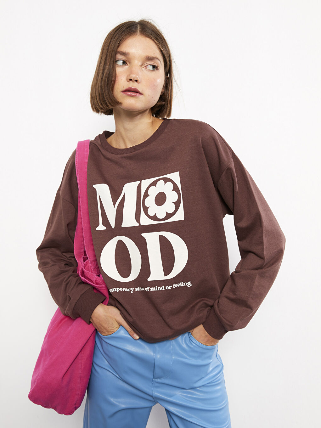 Crew Neck Printed Long Sleeve Women's Sweatshirt-1