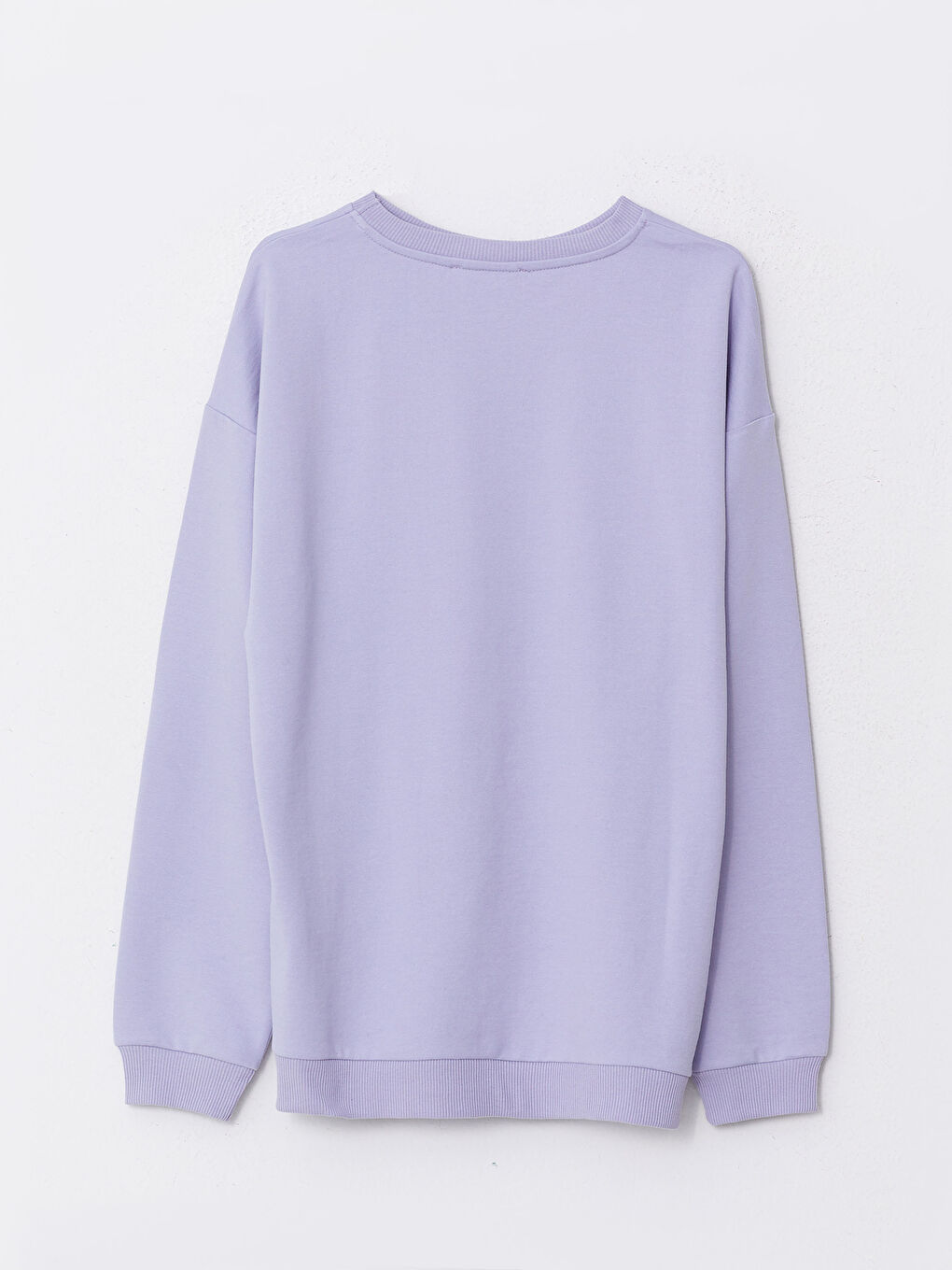 Lila Bisiklet Yaka Baskılı Uzun Kollu Kadın Sweatshirt-6