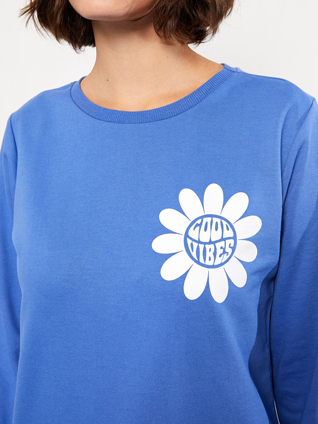 Mavi Bisiklet Yaka Baskılı Uzun Kollu Kadın Sweatshirt-3