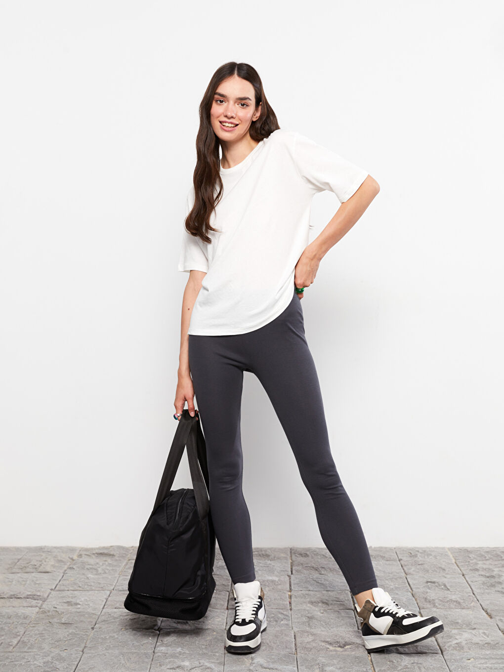 LCW Vision Damen Leggings mit Elastischem Bund und Schlichtem Design -W26581Z8-HEF