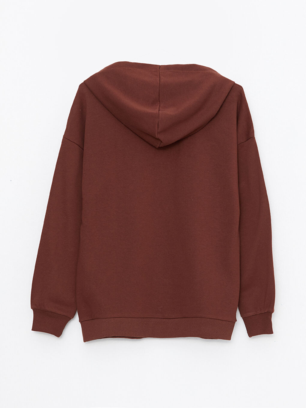 Kahverengi Kapüşonlu Baskılı Uzun Kollu Kadın Sweatshirt-6