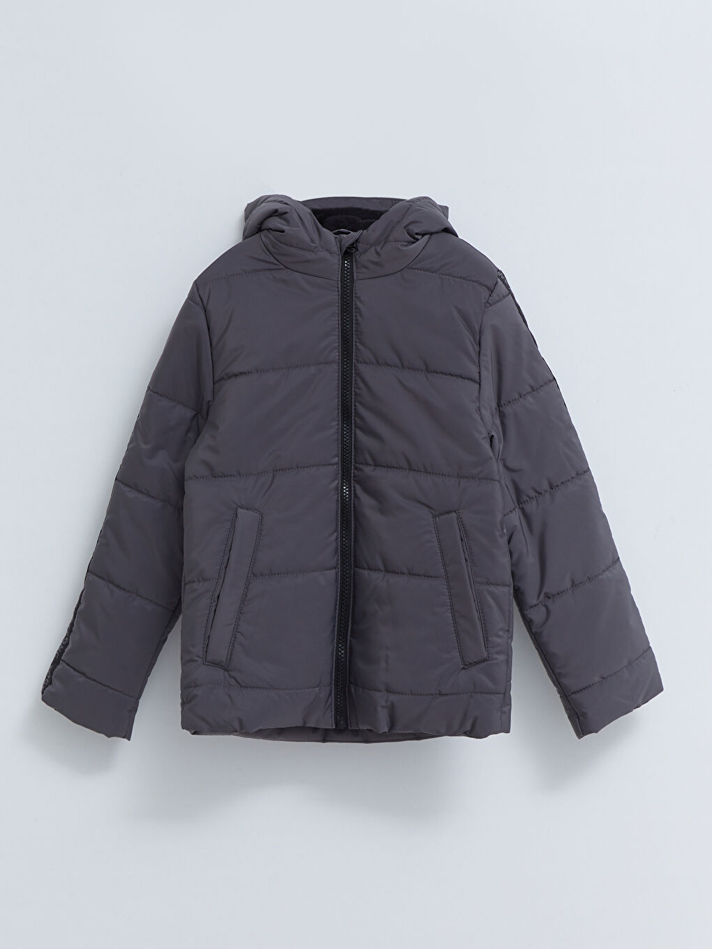 Antrasit Kapüşonlu Basic Erkek Çocuk Şişme Mont