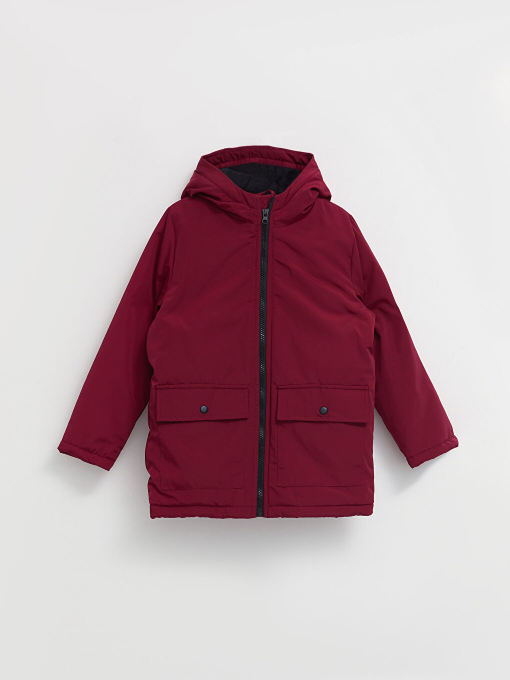 Bordo Kapüşonlu Basic Erkek Çocuk Mont