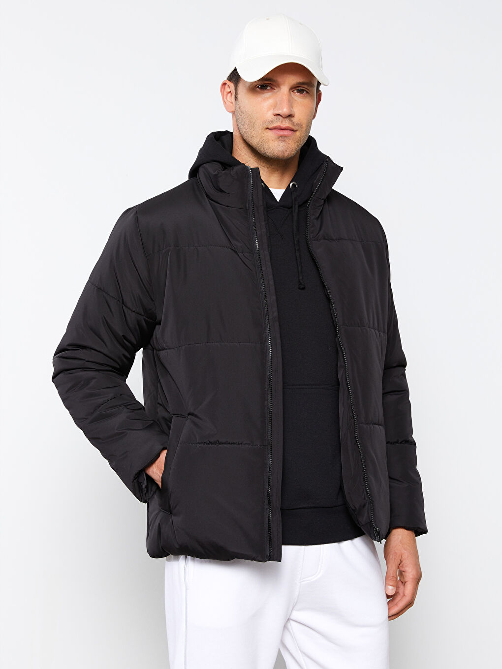 Standard Fit Funnel Neck Men's Puffer Coat-1