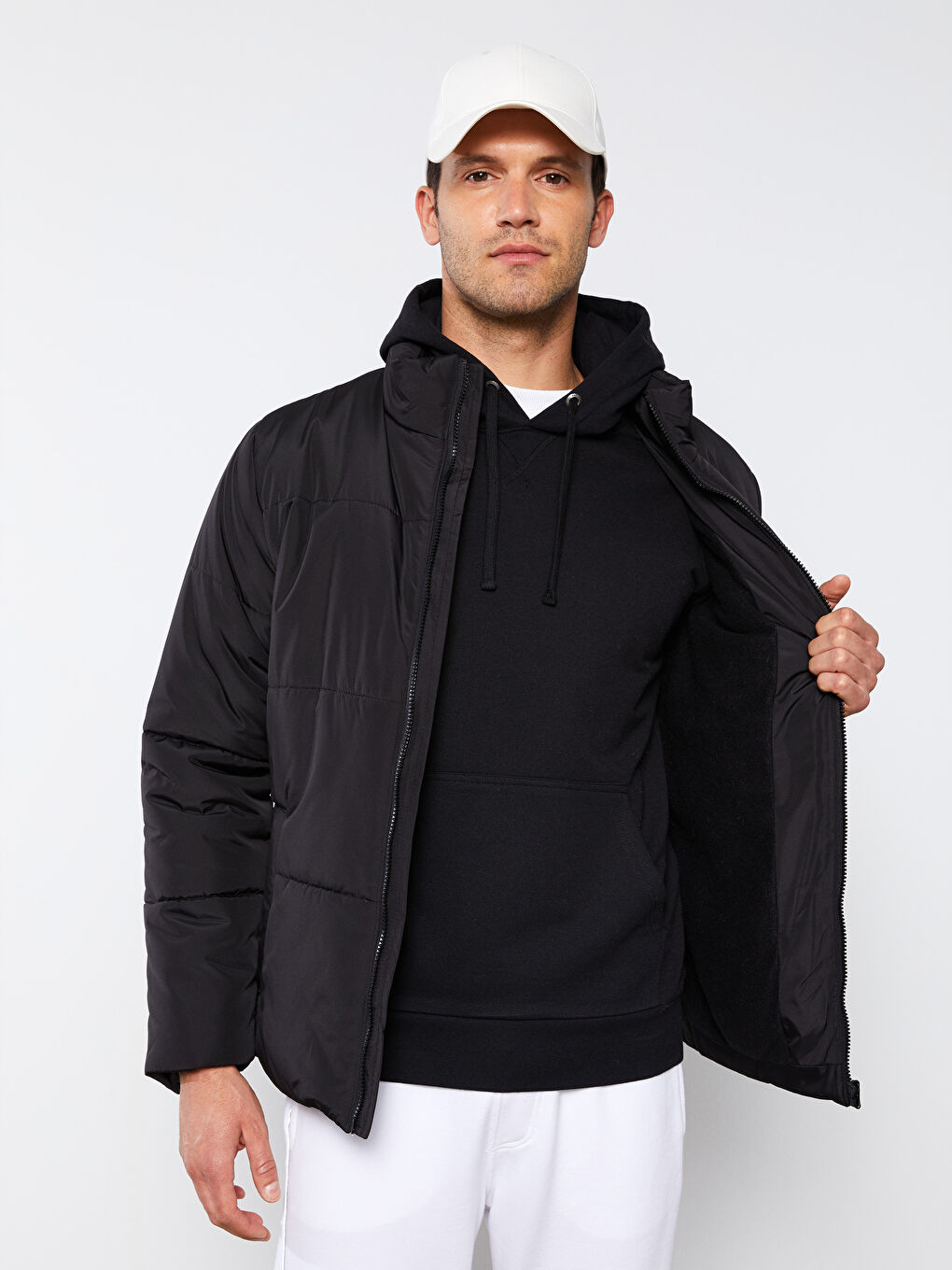 Standard Fit Funnel Neck Men's Puffer Coat-2