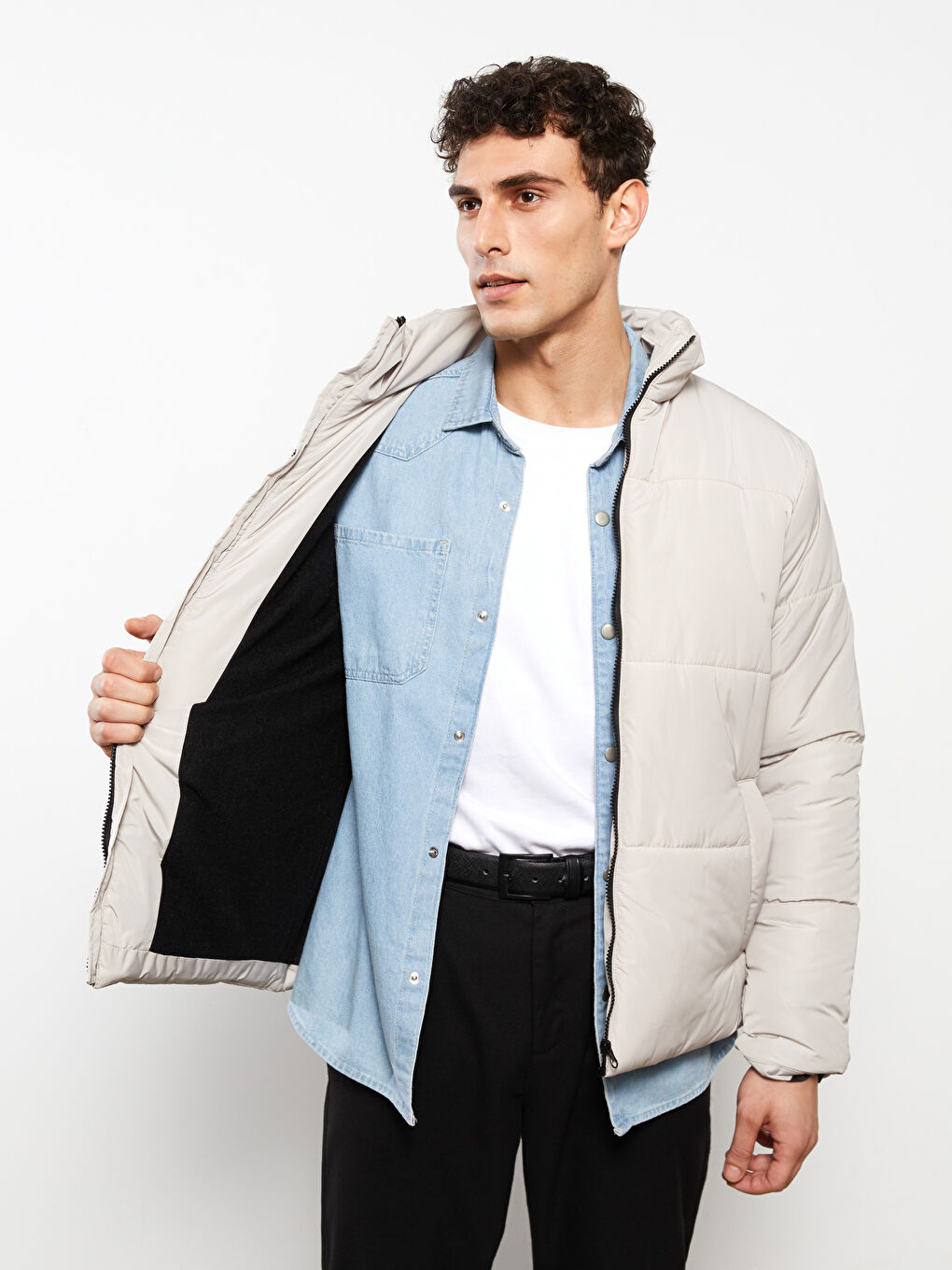 Standard Fit Funnel Neck Men's Puffer Coat-1