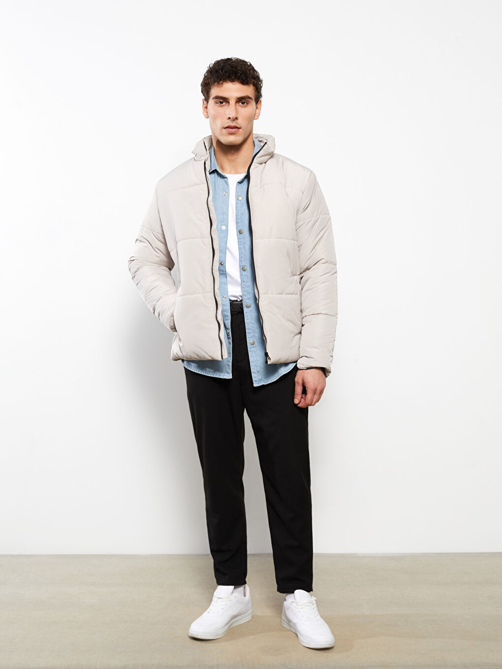 Standard Fit Funnel Neck Men's Puffer Coat-2