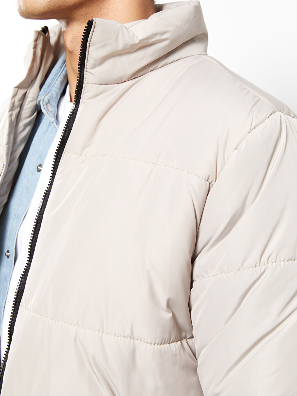Standard Fit Funnel Neck Men's Puffer Coat-3