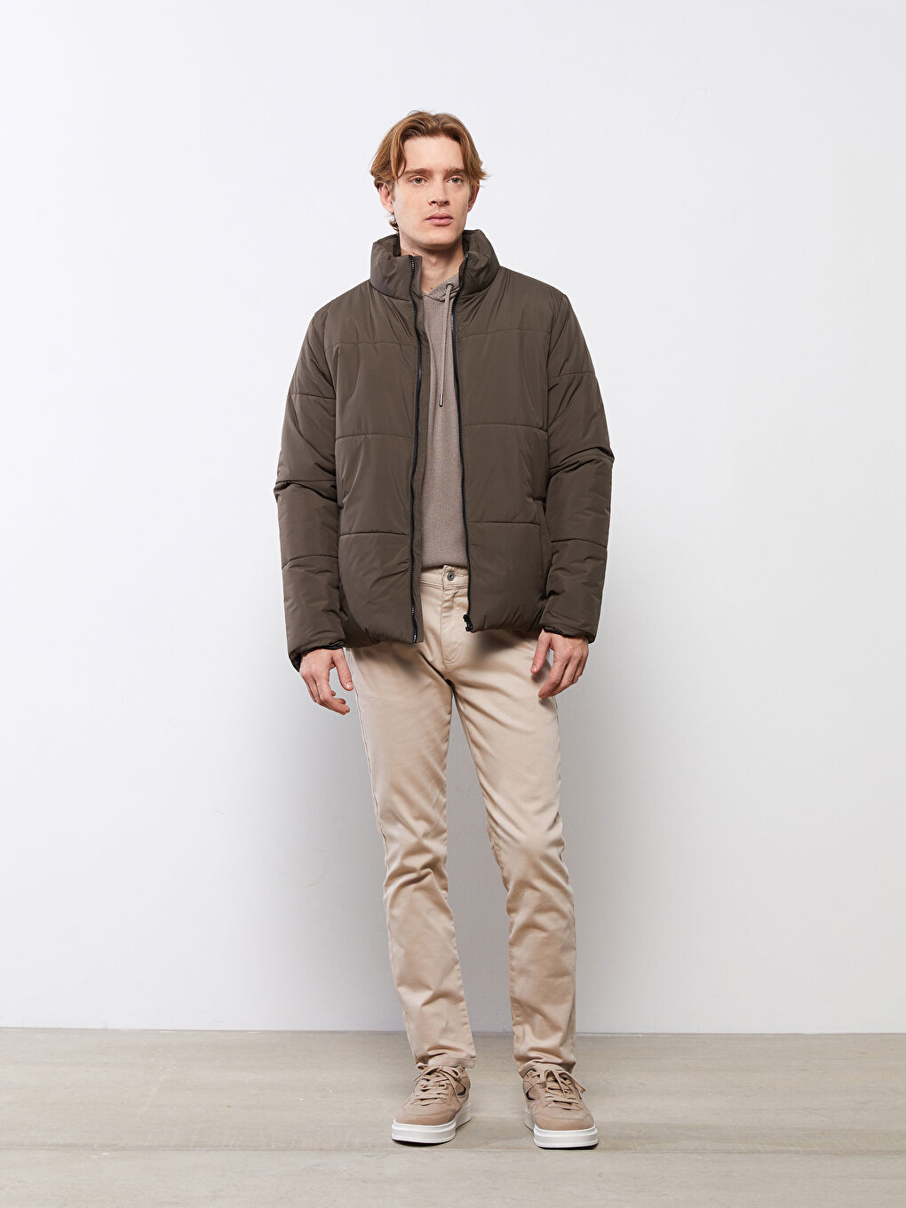 Standard Fit Trichterkragen Herren Steppmantel