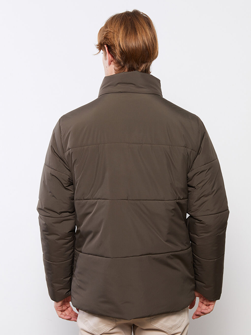 Standard Fit Trichterkragen Herren Steppmantel-4