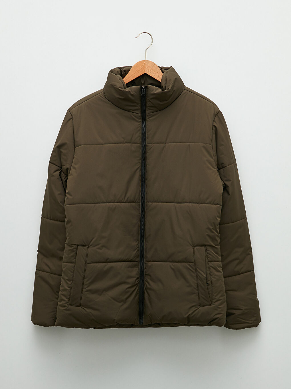 Standard Fit Trichterkragen Herren Steppmantel-5