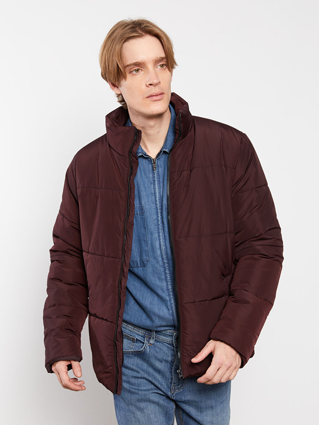 Standard Fit Funnel Neck Men's Puffer Coat-1