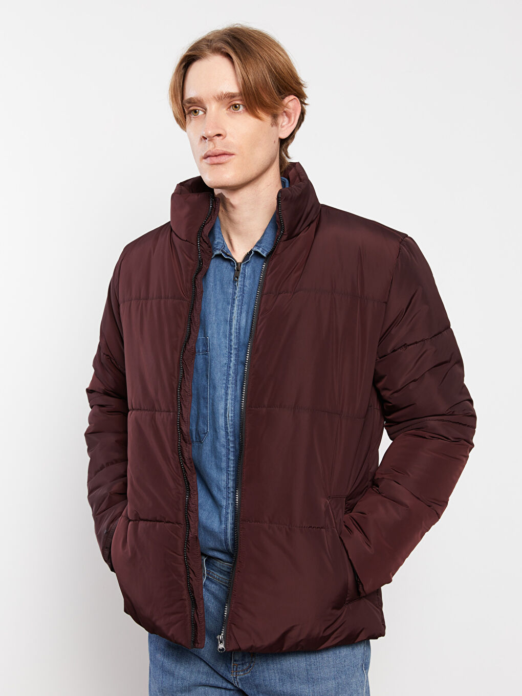 Standard Fit Funnel Neck Men's Puffer Coat-2