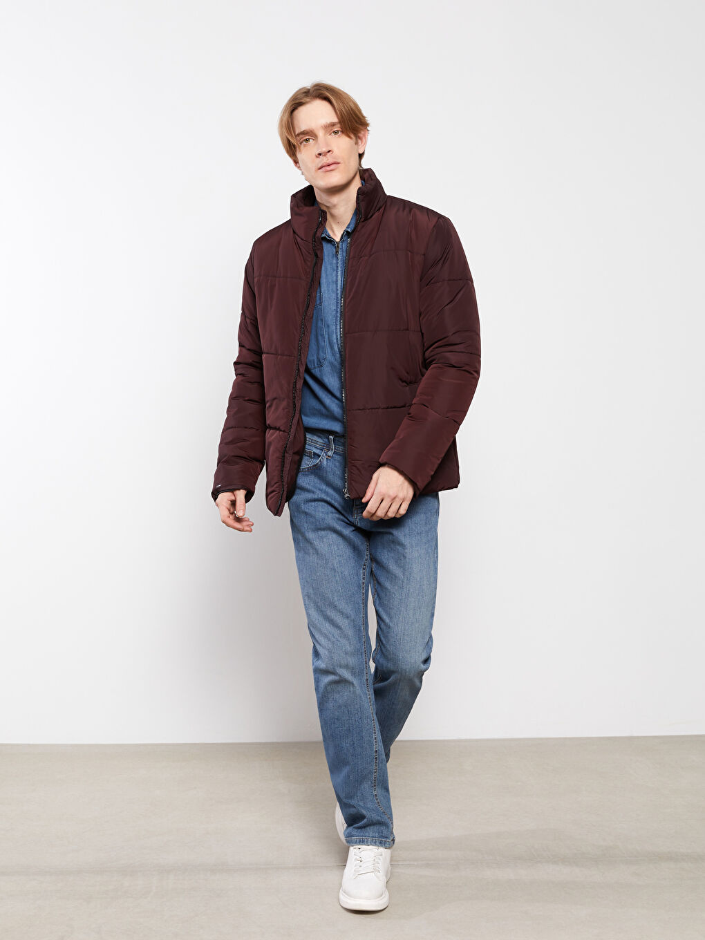 Standard Fit Funnel Neck Men's Puffer Coat-4