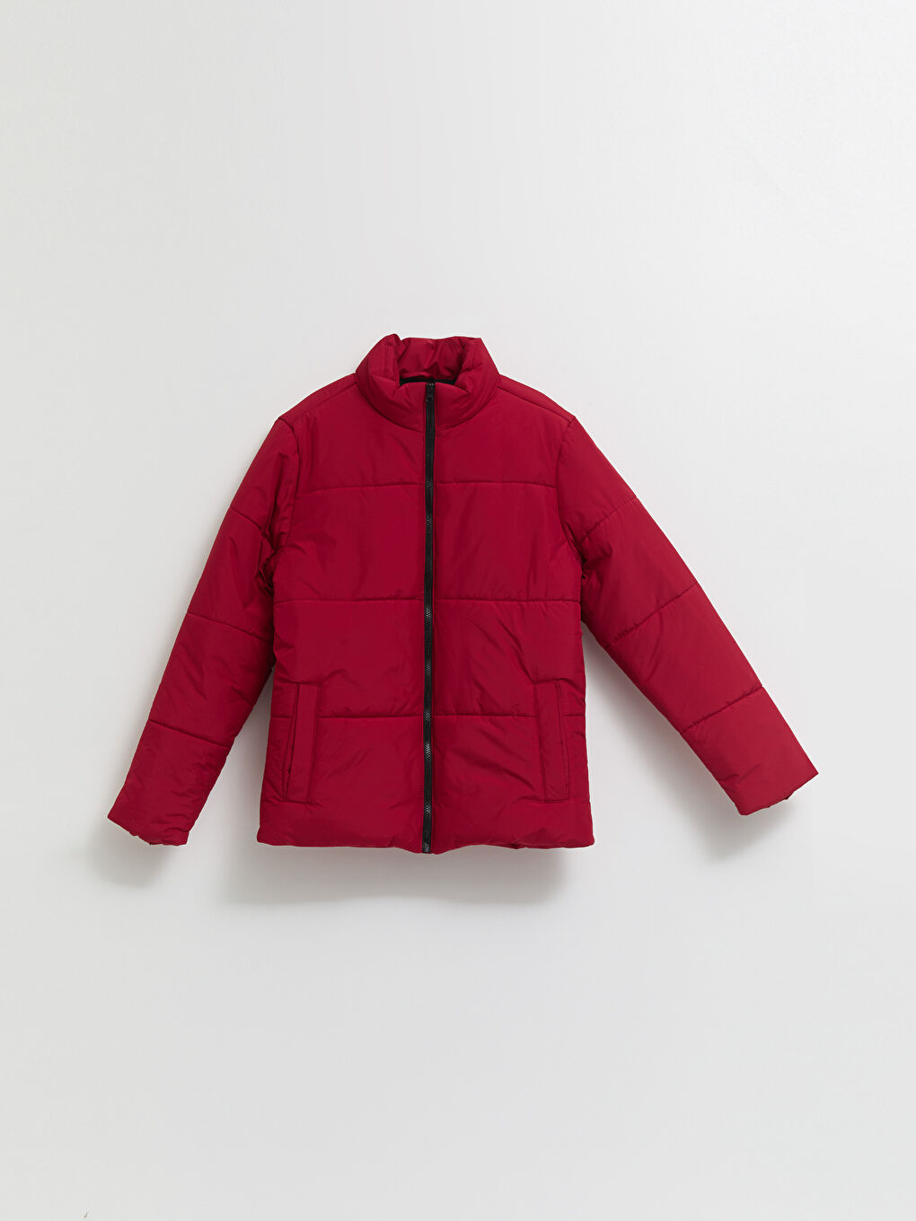 Kırmızı Standart Kalıp Dik Yaka Erkek Şişme Mont-6