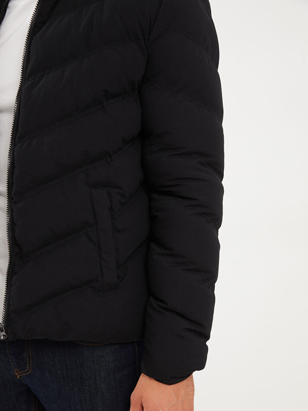 Siyah Standart Kalıp Erkek Şişme Mont-3