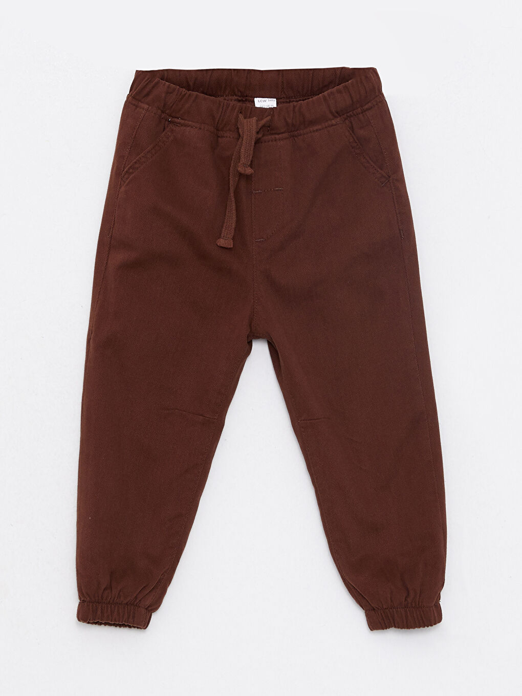 Kahverengi Beli Lastikli Basic Erkek Bebek Pantolon