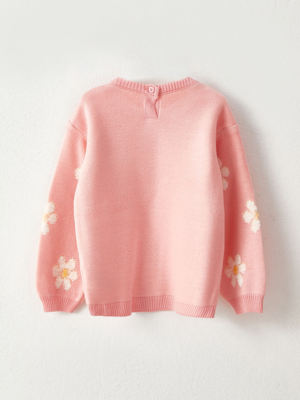 Pembe Bisiklet Yaka Uzun Kollu Desenli Kız Bebek Triko Kazak ve Pantolon 2'li Takım-7