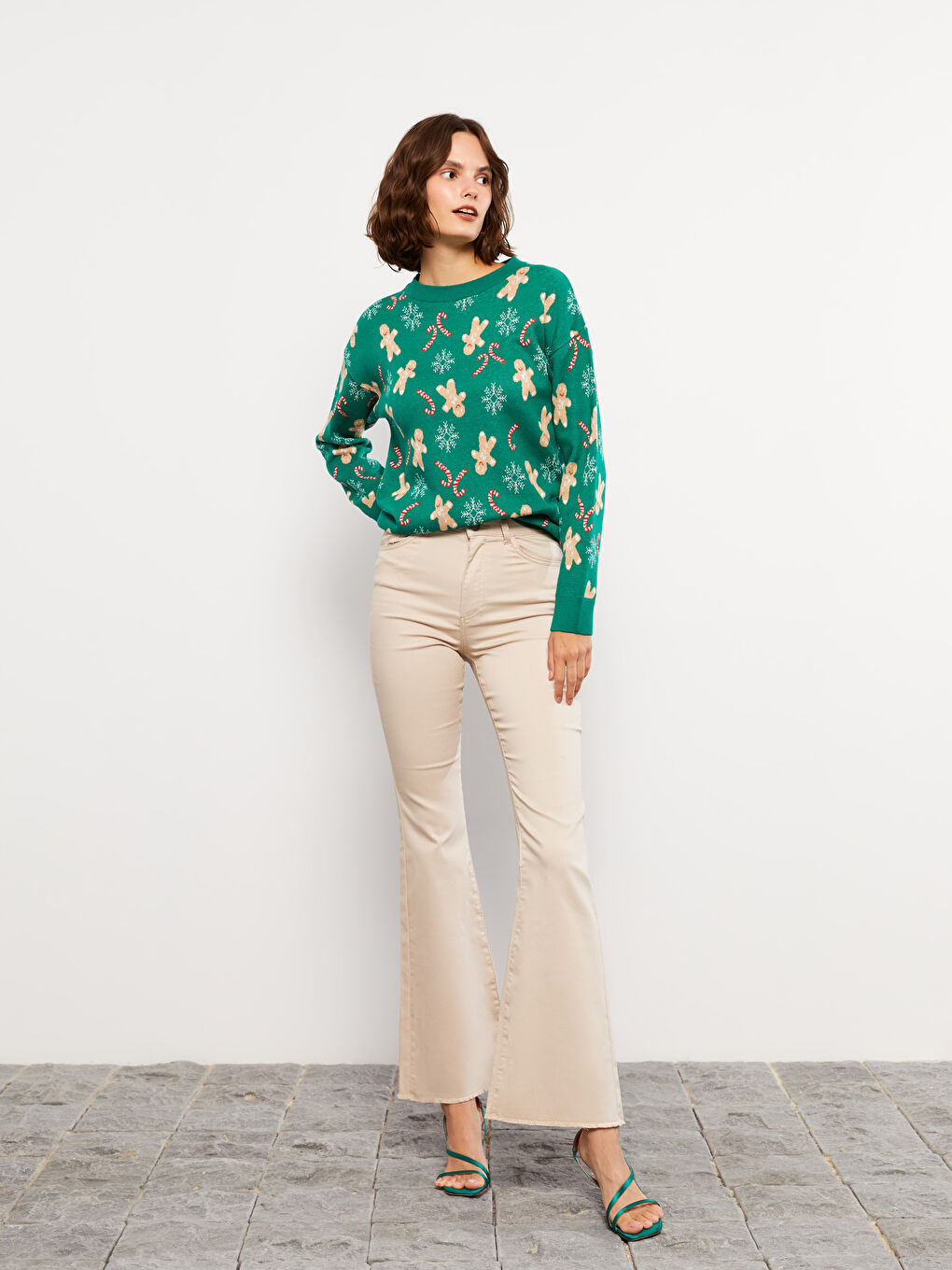 Bej Dar Fit Düz Gabardin Kadın Pantolon-1