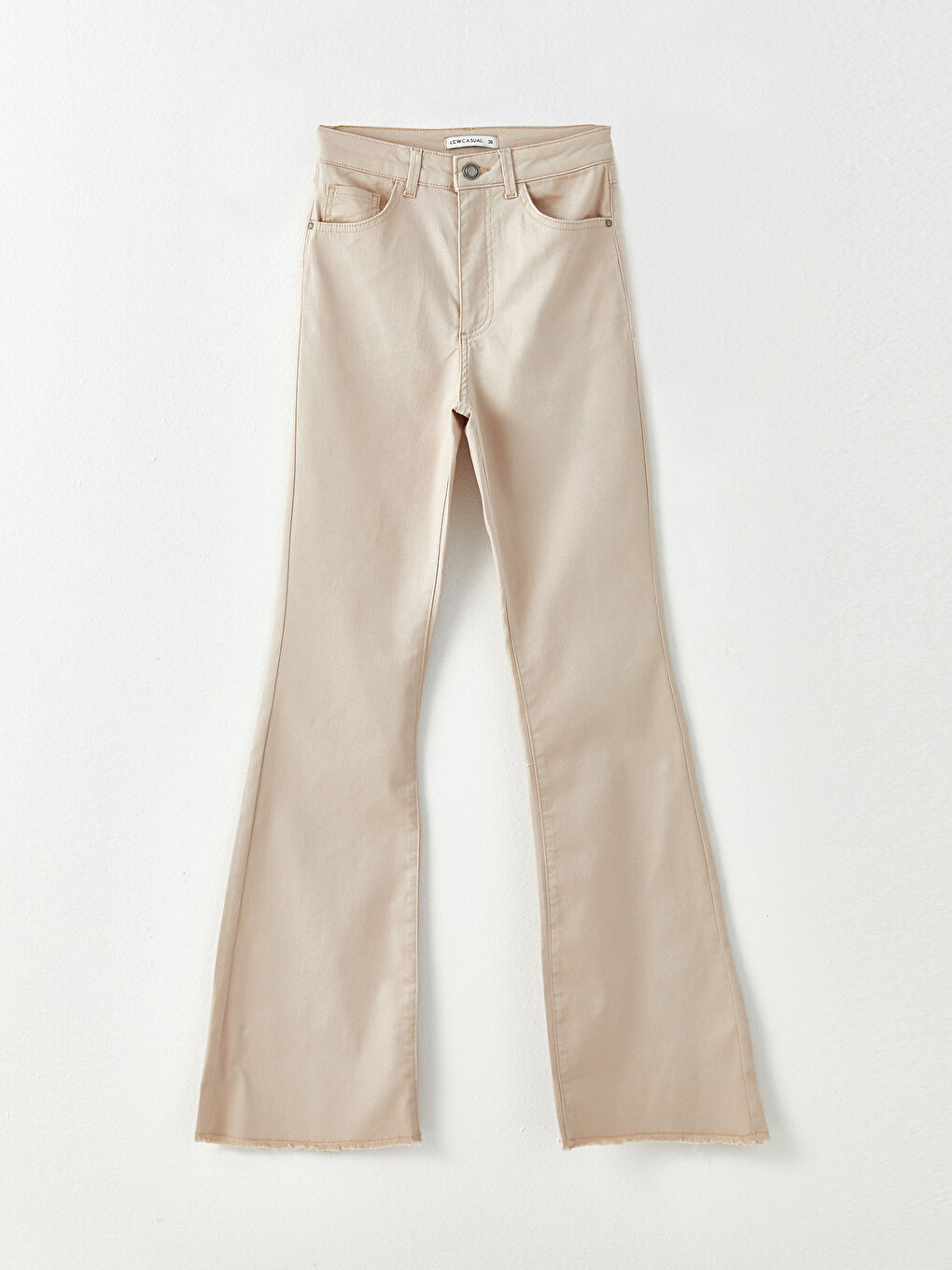 Bej Dar Fit Düz Gabardin Kadın Pantolon-5