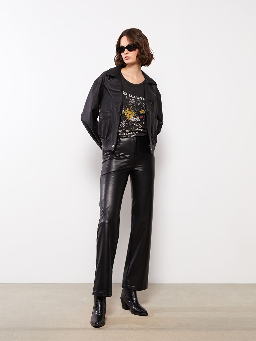 LCW Vision Schlank Geschnittene Kunstleder-Hose für Damen -W26713Z8-E0N