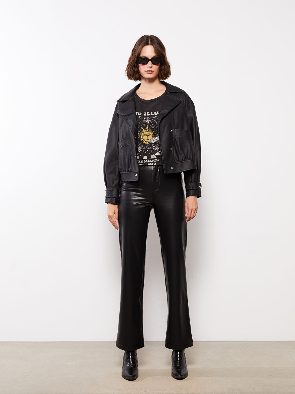 LCW Vision Schlank Geschnittene Kunstleder-Hose für Damen -W26713Z8-E0N