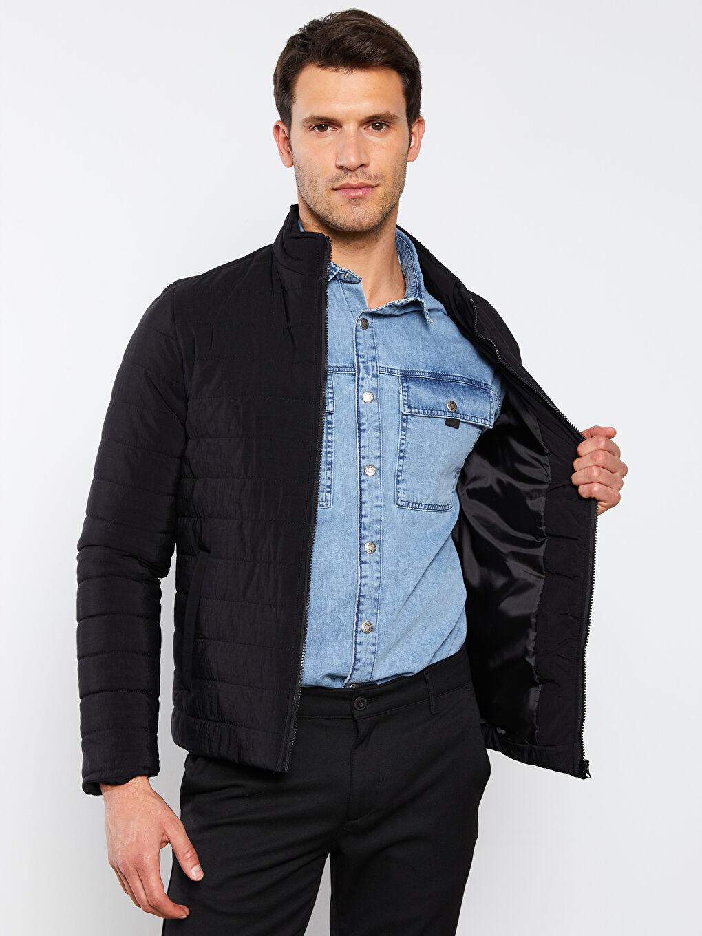Standard Fit Funnel Neck Men's Coat-2