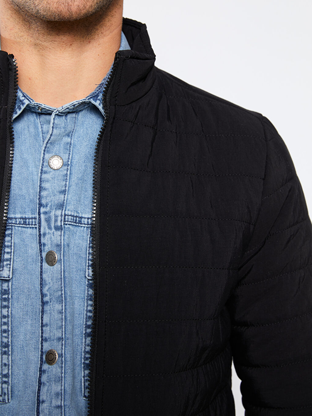 Standard Fit Funnel Neck Men's Coat-3