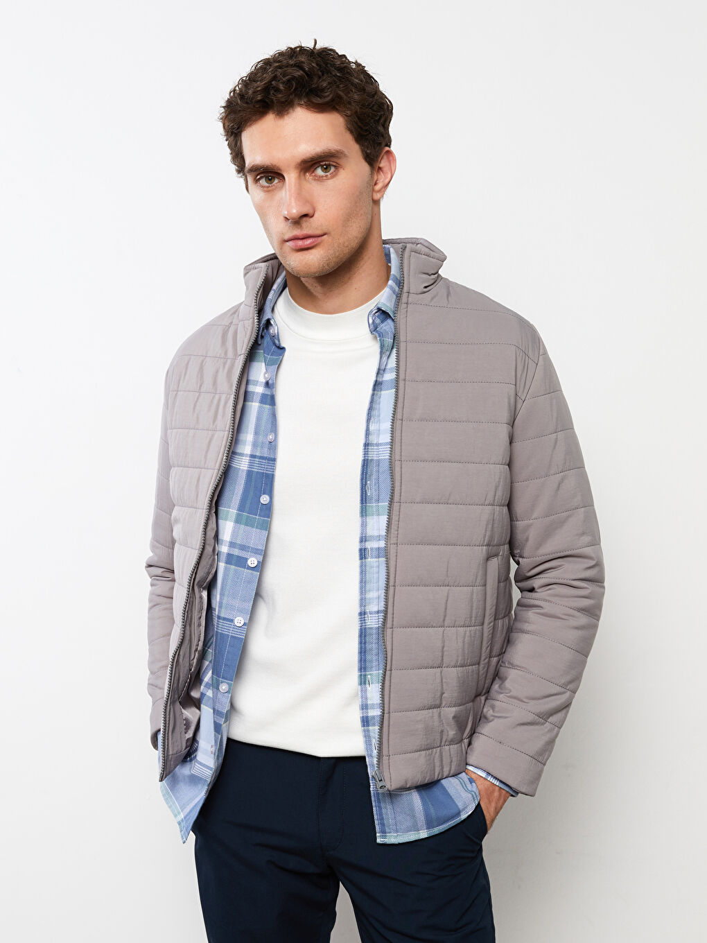 Standard Fit Funnel Neck Men's Coat-1