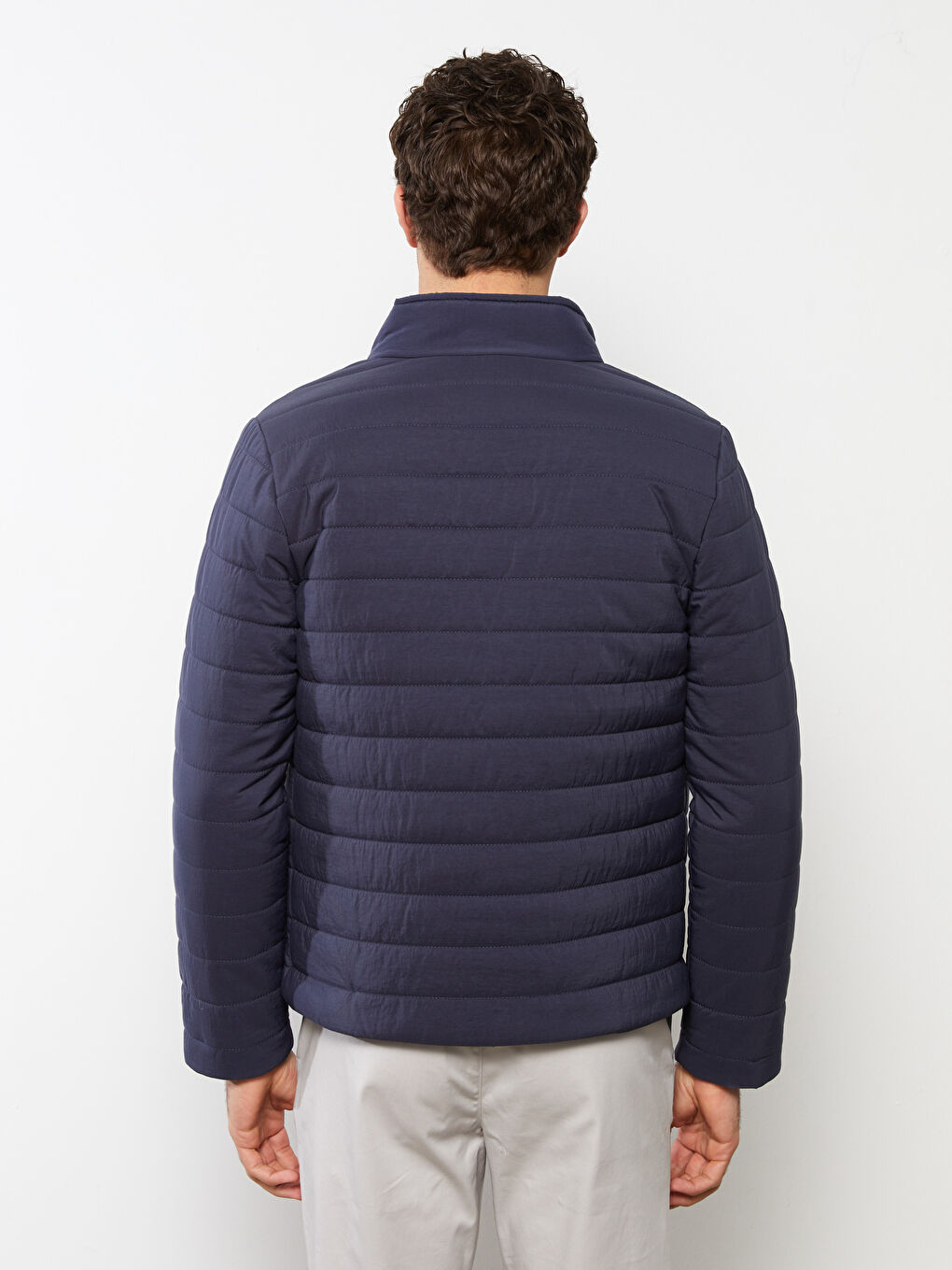 Lacivert Standart Kalıp Dik Yaka Erkek Mont-4