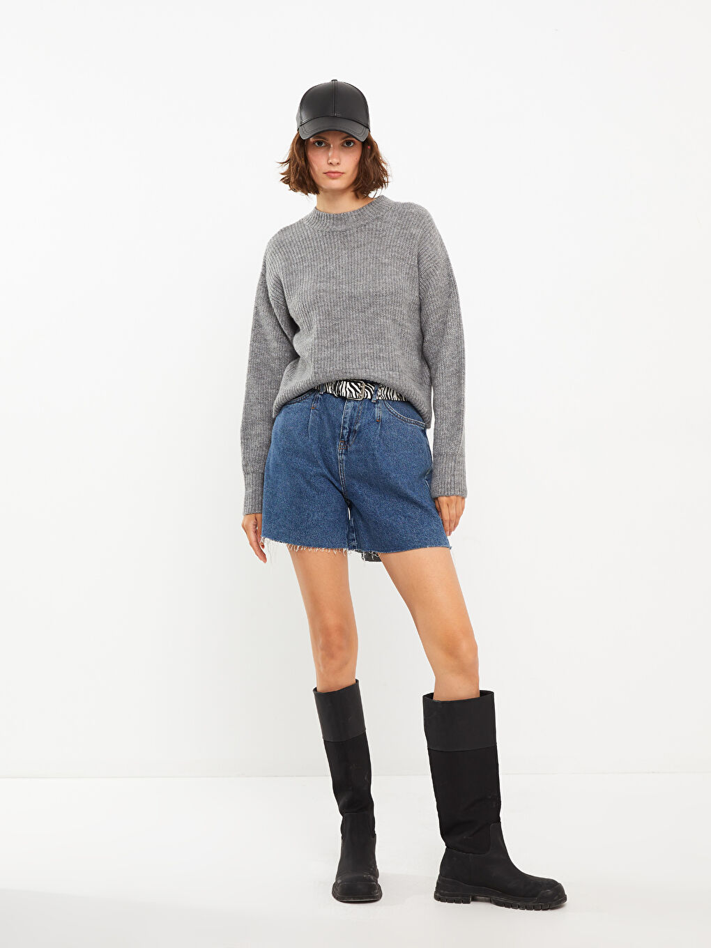 Pulover Tricotat Simplu cu Mânecă Lungă și Guler Rotund pentru Femei