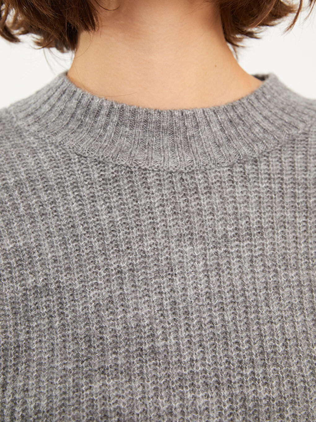 Pulover Tricotat Simplu cu Mânecă Lungă și Guler Rotund pentru Femei-3