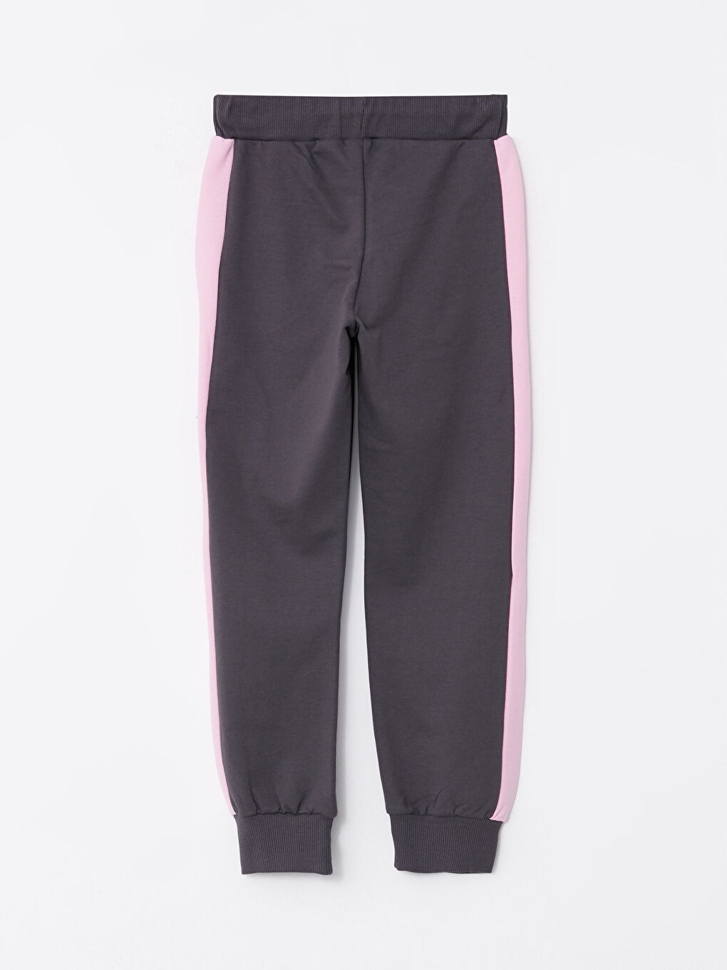 Gri Beli Lastikli Renk Bloklu Kız Çocuk Jogger Eşofman Altı-1