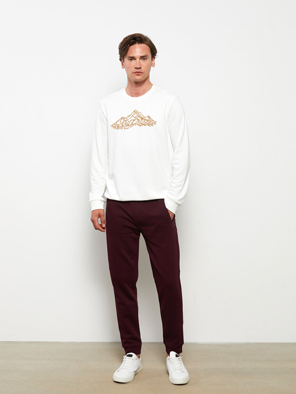 Bordo Rahat Kalıp Erkek Kalın Jogger Eşofman Altı