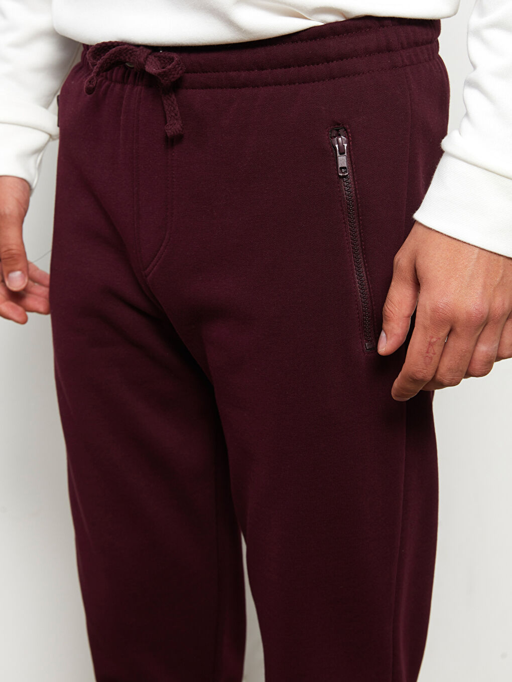 Bordo Rahat Kalıp Erkek Kalın Jogger Eşofman Altı-3