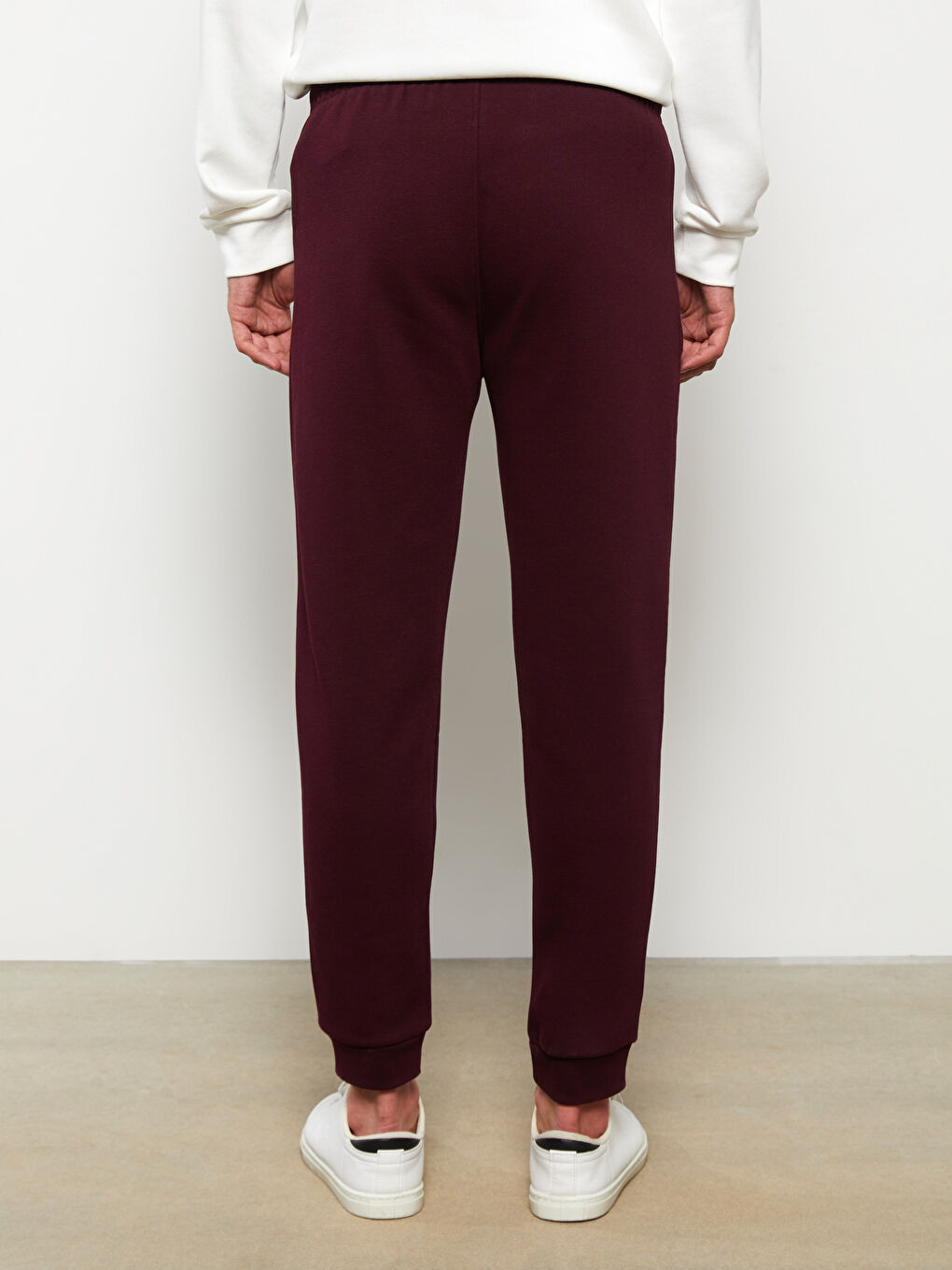 Bordo Rahat Kalıp Erkek Kalın Jogger Eşofman Altı-4