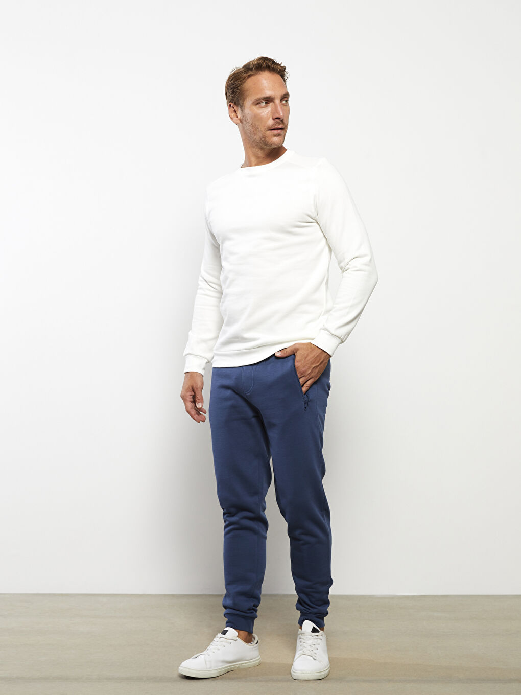 Lacivert Rahat Kalıp Erkek Kalın Jogger Eşofman Altı