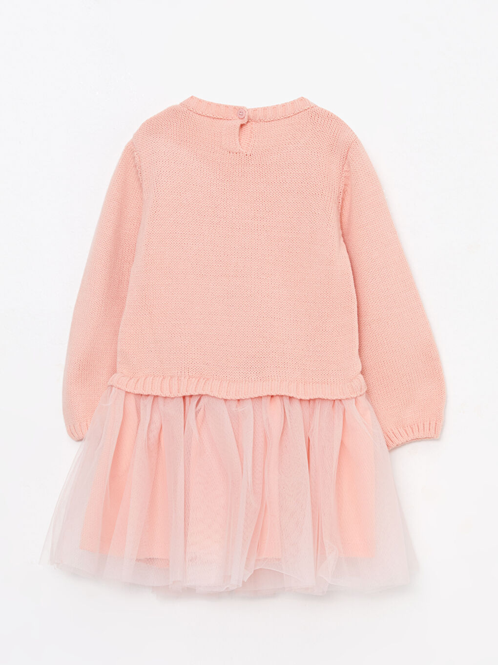 LCW baby Crew Neck Long Sleeve Patterned Baby Girl Tricot Dress -W26727Z1-G3G
