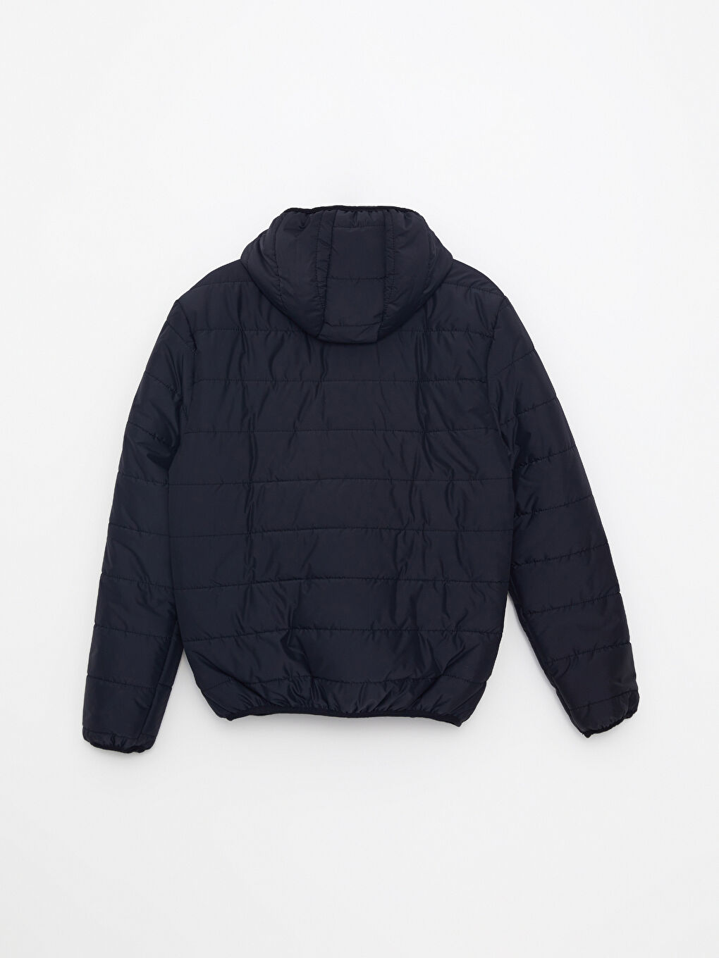 Lacivert Standart Kalıp Kapüşonlu Erkek Şişme Mont-7