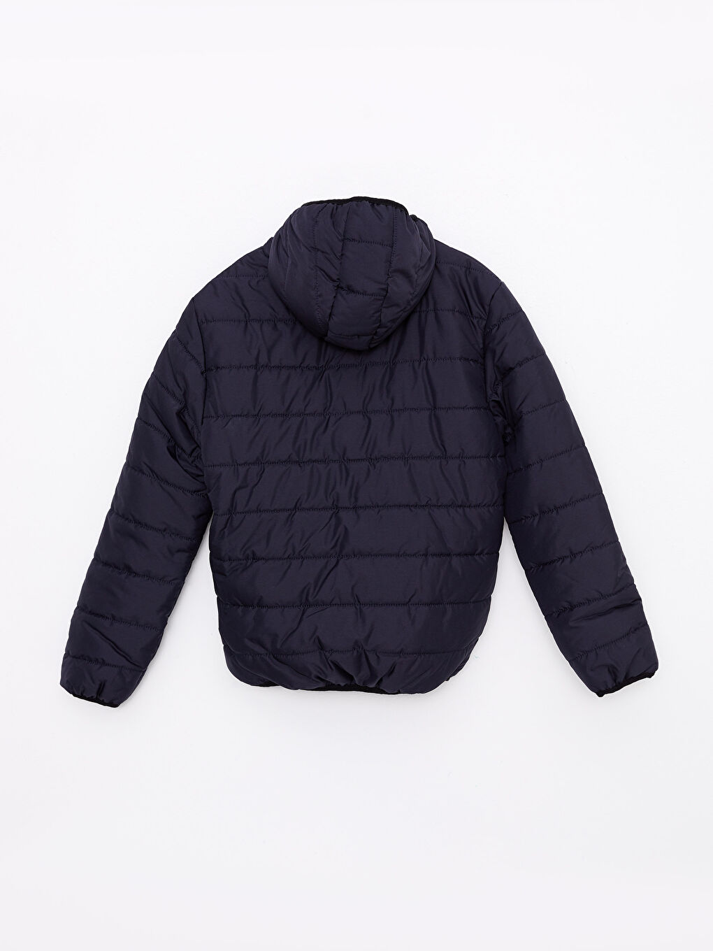 Lacivert Standart Kalıp Kapüşonlu Erkek Şişme Mont-6