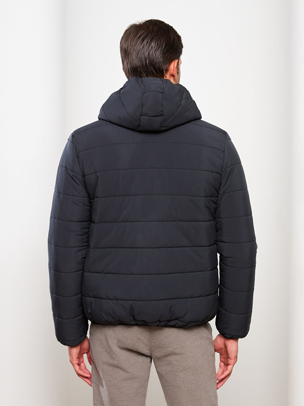 Yeşil Standart Kalıp Kapüşonlu Erkek Şişme Mont-4