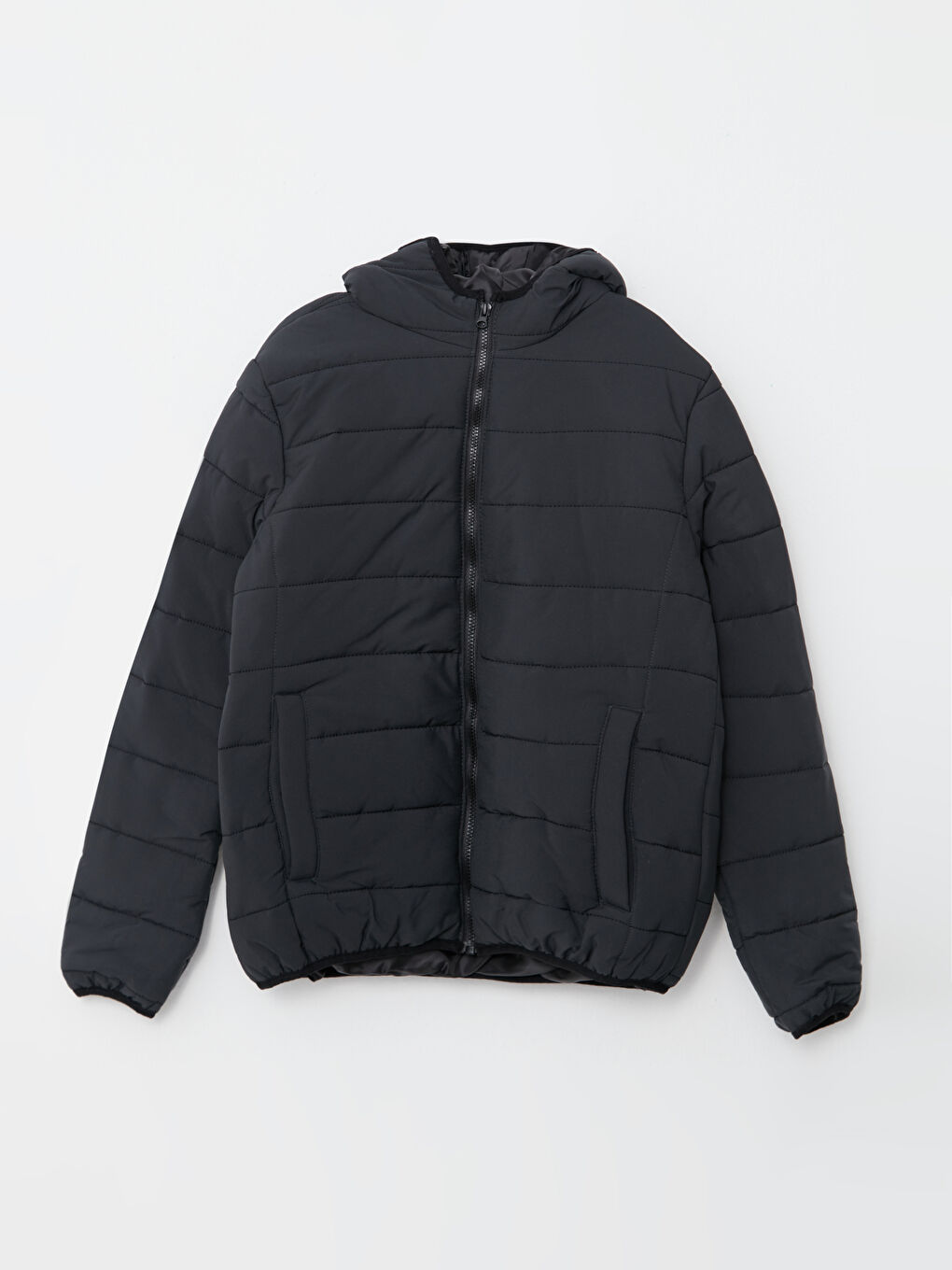 Yeşil Standart Kalıp Kapüşonlu Erkek Şişme Mont-5