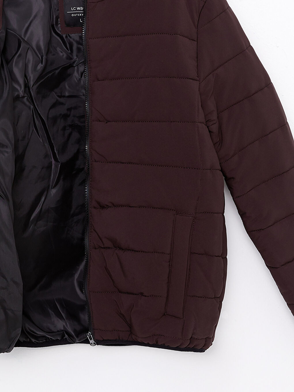 Mürdüm Standart Kalıp Kapüşonlu Erkek Şişme Mont-7