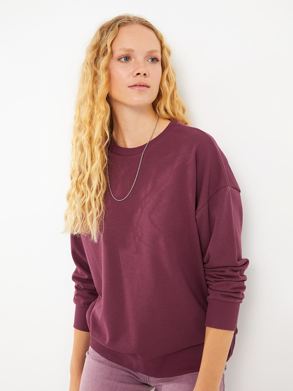 LCW Vision Crew Neck Plain Long Sleeve Women's Sweatshirt -W26743Z8-HPH