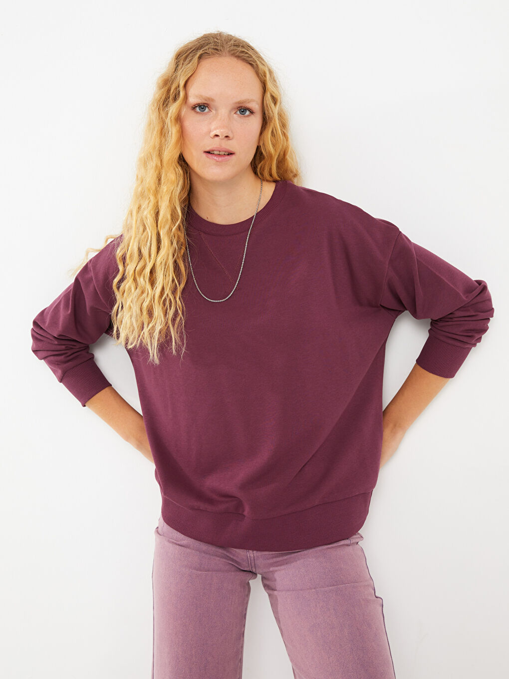 LCW Vision Crew Neck Plain Long Sleeve Women's Sweatshirt -W26743Z8-HPH