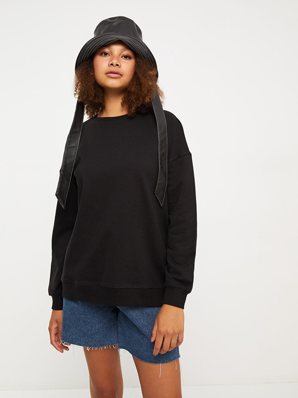 LCW Vision Crew Neck Solid Long Sleeve Cotton Women's Sweatshirt -W26752Z8-RQN