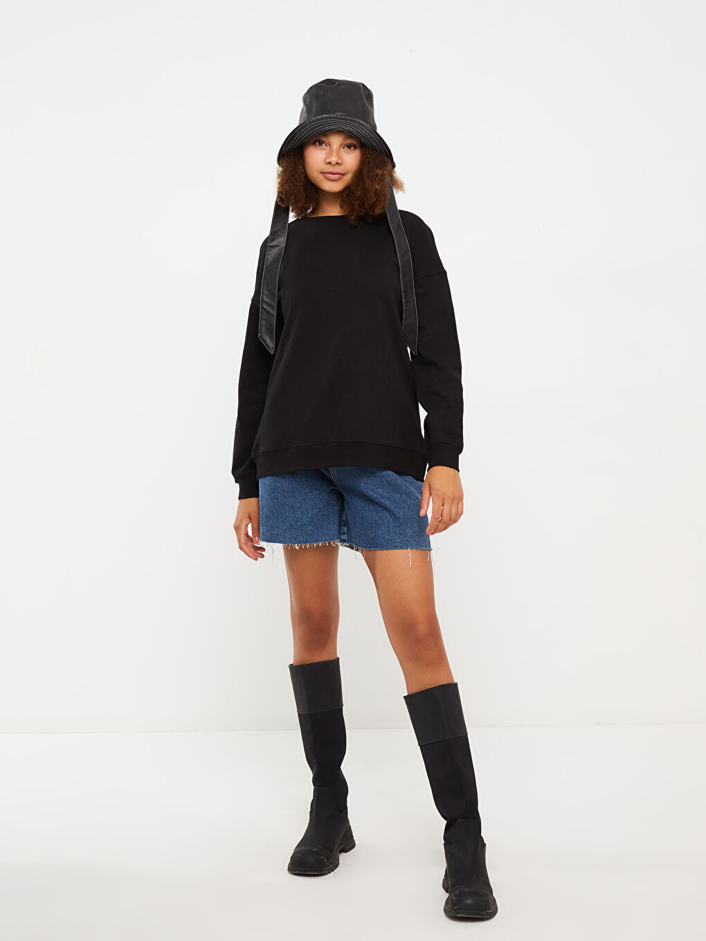 LCW Vision Crew Neck Solid Long Sleeve Cotton Women's Sweatshirt -W26752Z8-RQN