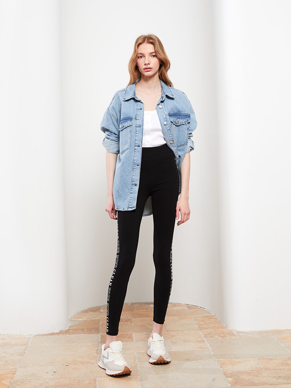 Elastic Waist Printed Women's Tights-1