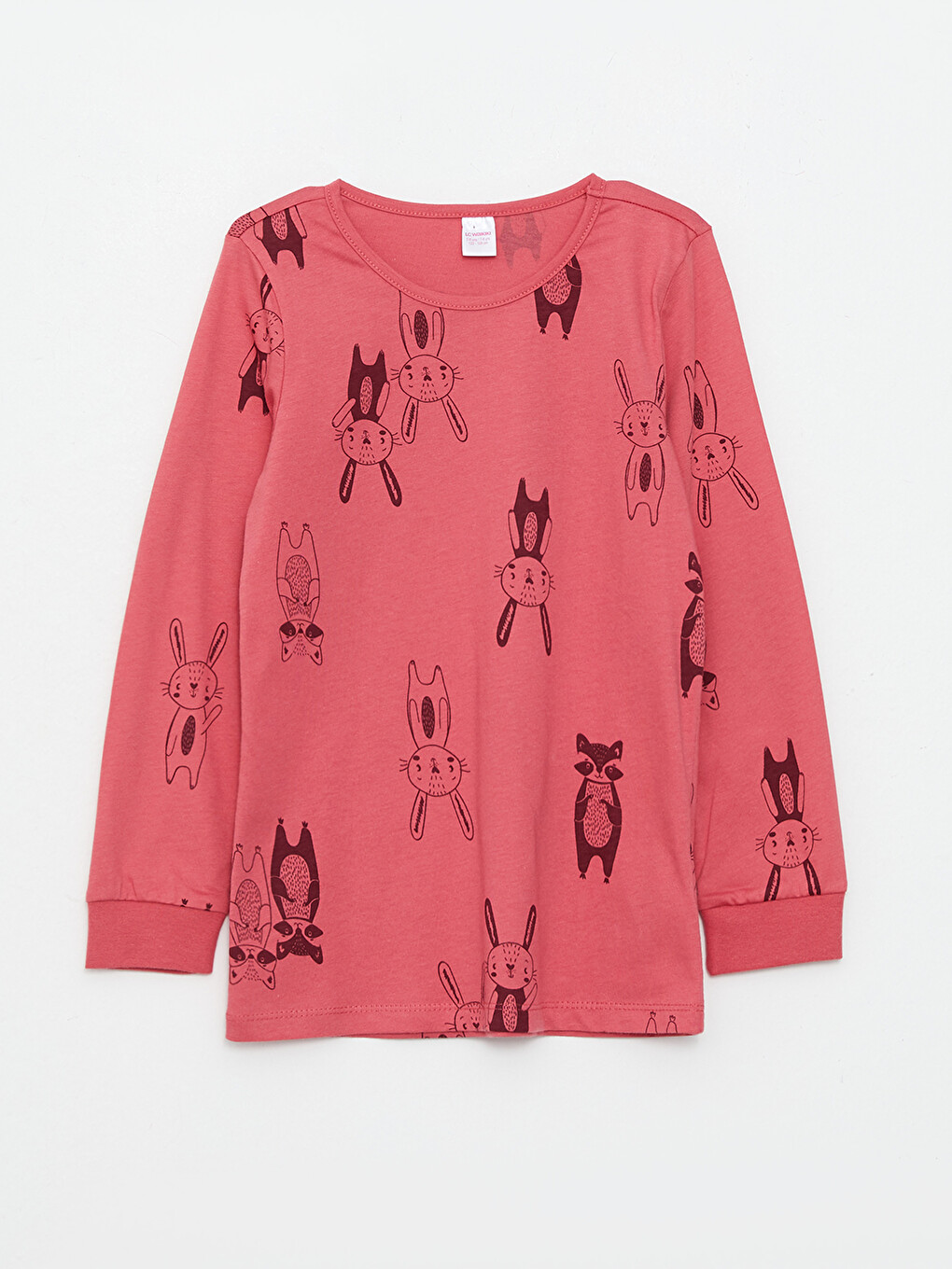 Pembe Bisiklet Yaka Baskılı Uzun Kollu Kız Çocuk Pijama Takımı-1